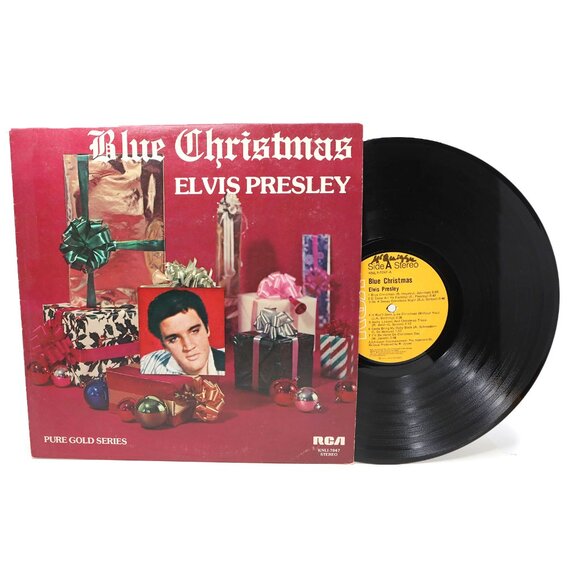 Elvis Presley Blue Christmas Album Vinyl Record 70s Iconic Holiday Festive Music - Picture 1 of 6